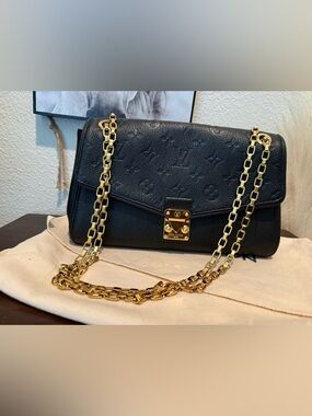 Louis Vuitton Black Monogram Empreinte Leather Saint Germaine PM
